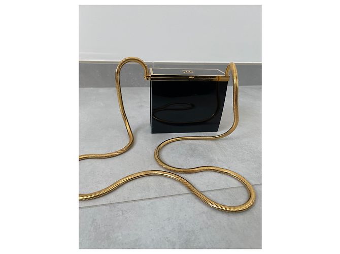 Chanel Minaudiere Snake Chain Vanity Schwarz Kunststoff Gold Gold hardware - Ansicht 6