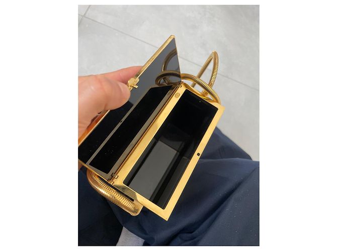 Chanel Minaudiere Snake Chain Vanity Schwarz Kunststoff Gold Gold hardware - Ansicht 9