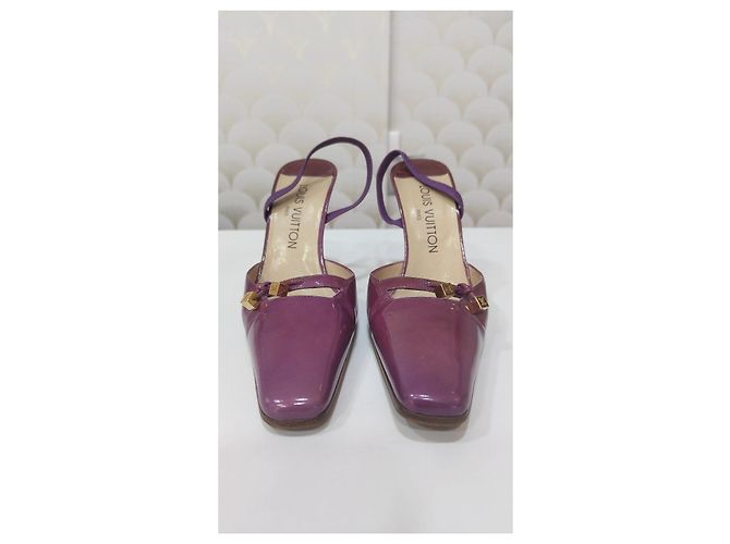 Louis Vuitton Slingback Pumps Lila Lackleder - Ansicht 3