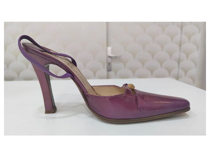Louis Vuitton Slingback Pumps Lila Lackleder - Ansicht 5
