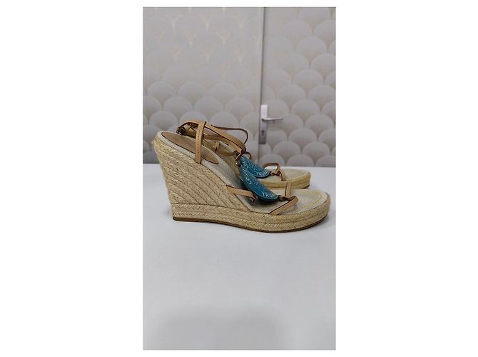 Louis Vuitton Sandali con zeppa a piattaforma Beige - vista 5