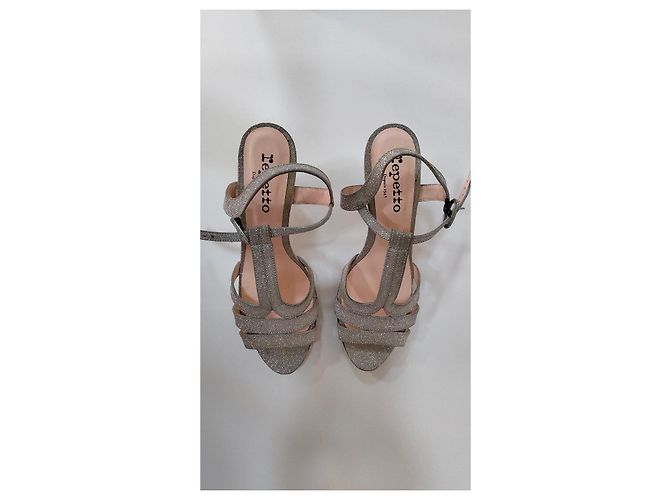 Sandali con tacco glitterati Repetto Argento - vista 4