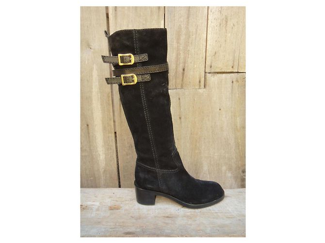 Botas de montar Gucci en ante negro - vista 2