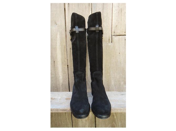 Botas de montar Gucci en ante negro - vista 3