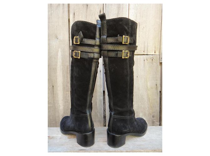 Botas de montar Gucci en ante negro - vista 4