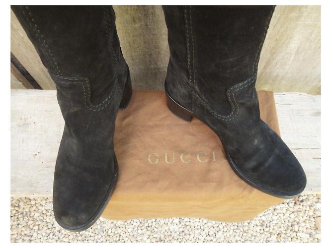 Botas de montar Gucci en ante negro - vista 8
