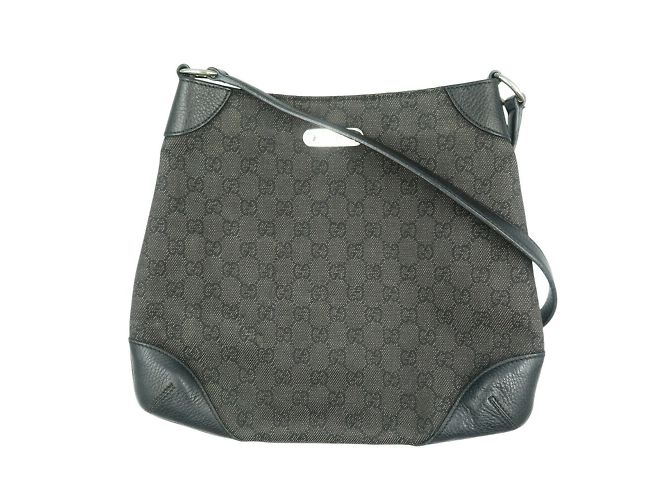 Borsa a spalla Gucci 196140 in tela GG nera Nero - vista 2