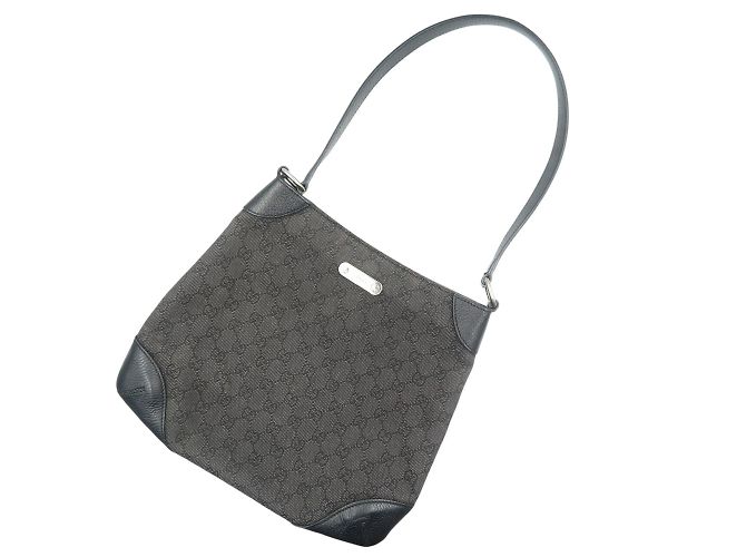 Borsa a spalla Gucci 196140 in tela GG nera Nero - vista 4