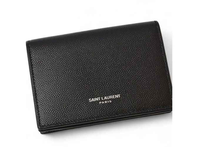 Portafoglio Saint Laurent in pelle nera Nero Argento - vista 2