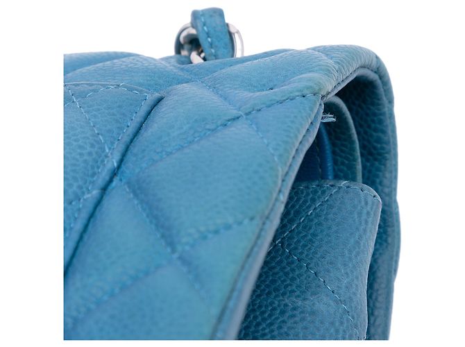 Chanel Blu Jumbo Classico Caviar Doppio Flap - vista 10