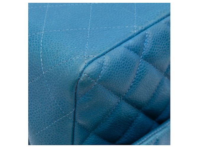 Chanel Blu Jumbo Classico Caviar Doppio Flap - vista 11