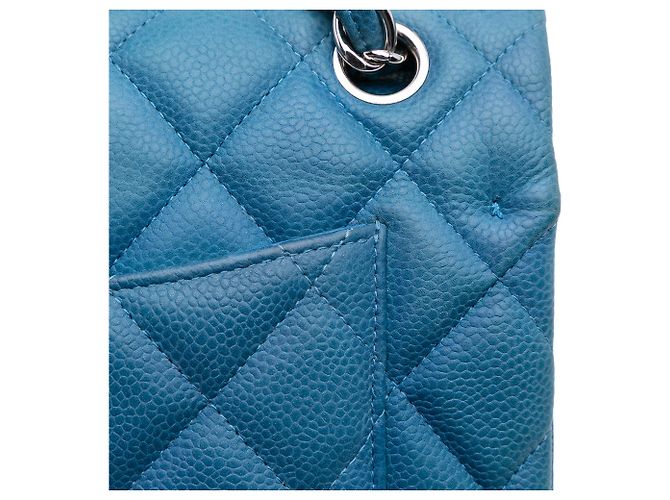 Chanel Blu Jumbo Classico Caviar Doppio Flap - vista 12