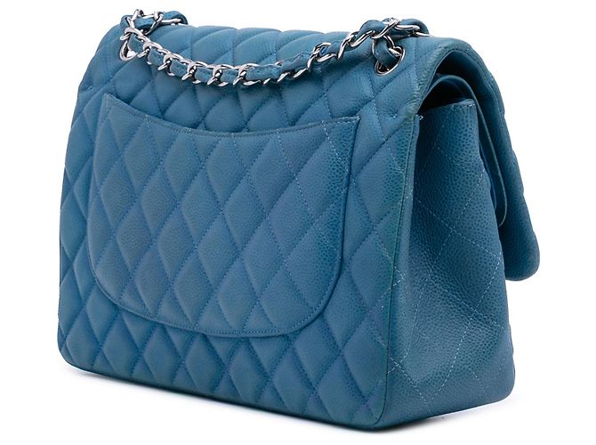 Chanel Blu Jumbo Classico Caviar Doppio Flap - vista 2