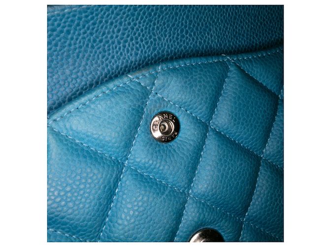 Chanel Blu Jumbo Classico Caviar Doppio Flap - vista 7