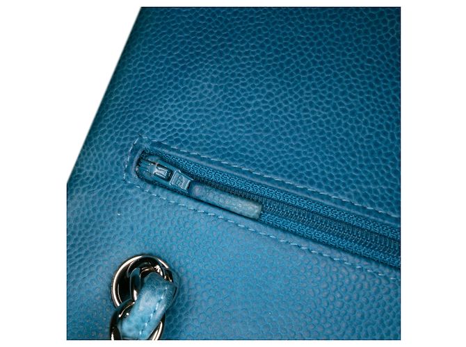 Chanel Blu Jumbo Classico Caviar Doppio Flap - vista 8