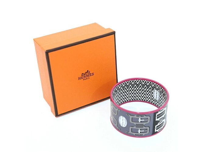 Hermès Hermes Email Bouclerie Moderne Charm-Armband Schwarz Pink Weiß - Ansicht 2