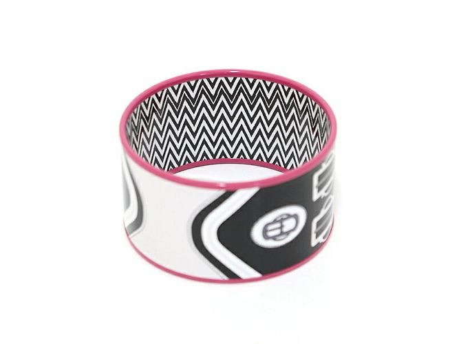 Hermès Hermes Email Bouclerie Moderne Charm-Armband Schwarz Pink Weiß - Ansicht 3