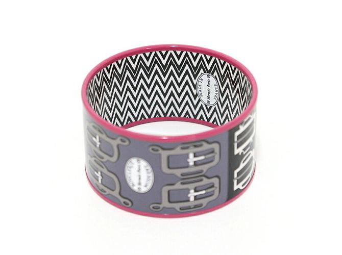 Hermès Hermes Email Bouclerie Moderne Charm-Armband Schwarz Pink Weiß - Ansicht 4