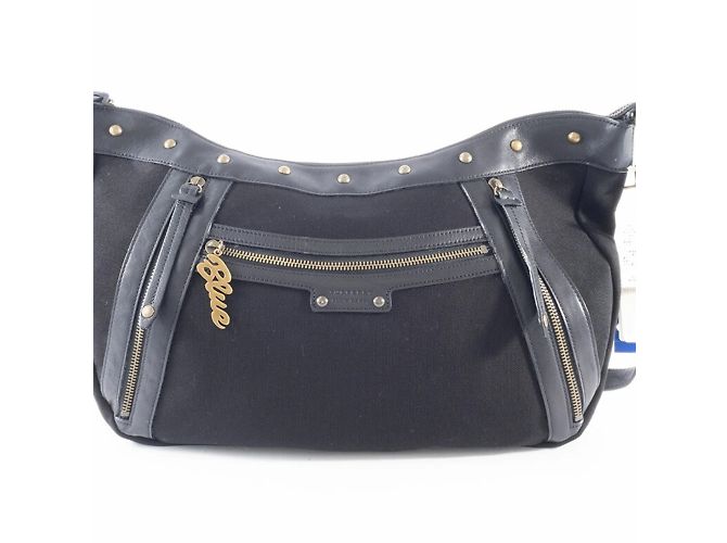 Borsa a spalla in tela e pelle nera Burberry Nero - vista 11