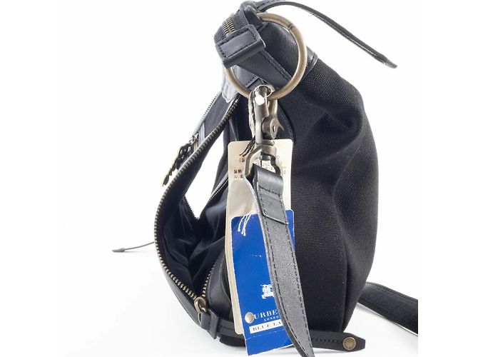 Borsa a spalla in tela e pelle nera Burberry Nero - vista 12