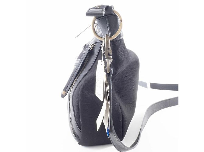 Borsa a spalla in tela e pelle nera Burberry Nero - vista 13