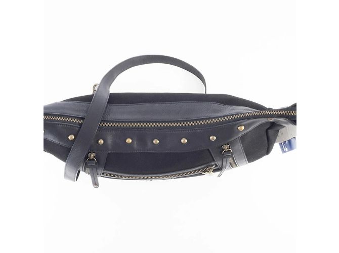 Borsa a spalla in tela e pelle nera Burberry Nero - vista 17