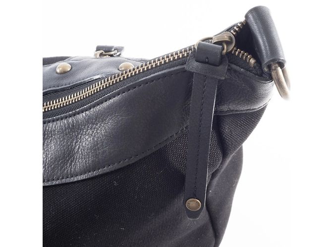 Borsa a spalla in tela e pelle nera Burberry Nero - vista 18