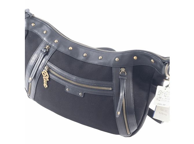 Borsa a spalla in tela e pelle nera Burberry Nero - vista 2