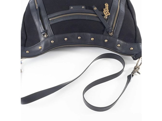 Borsa a spalla in tela e pelle nera Burberry Nero - vista 5