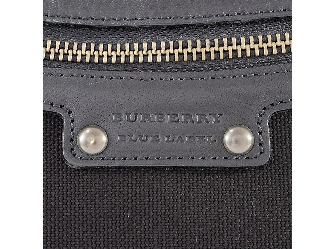 Borsa a spalla in tela e pelle nera Burberry Nero - vista 6