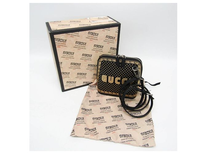 Borsa a spalla in pelle con stampa GUCCY di Gucci Nero D'oro - vista 2