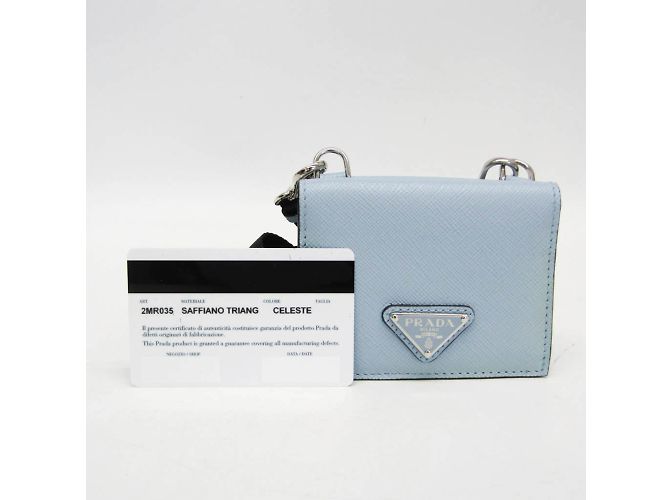 Tarjetero Saffiano de Prada con correa para el cuello Azul - vista 2