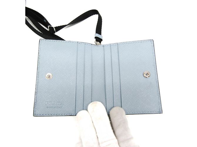 Tarjetero Saffiano de Prada con correa para el cuello Azul - vista 4