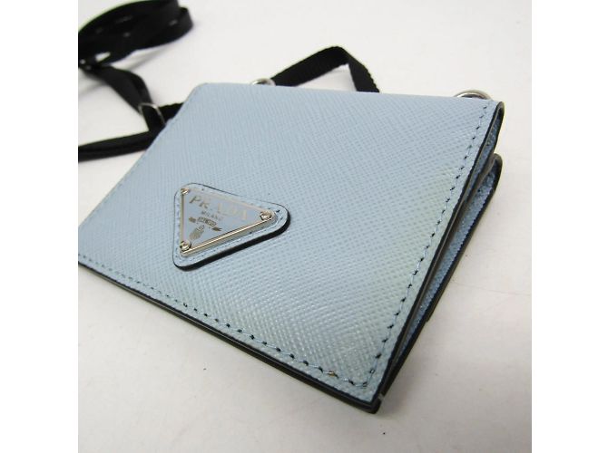 Tarjetero Saffiano de Prada con correa para el cuello Azul - vista 7