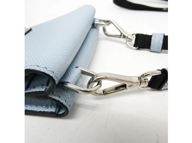 Tarjetero Saffiano de Prada con correa para el cuello Azul - vista 9