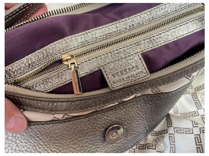 Borsa a mano Versace in tela beige - vista 10