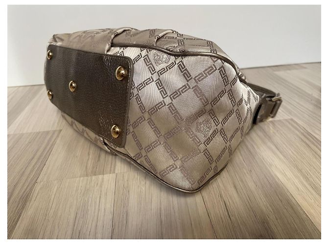 Borsa a mano Versace in tela beige - vista 4