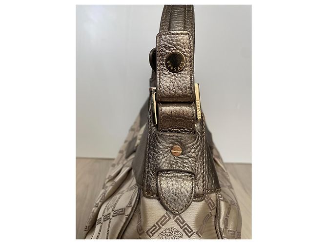 Borsa a mano Versace in tela beige - vista 7