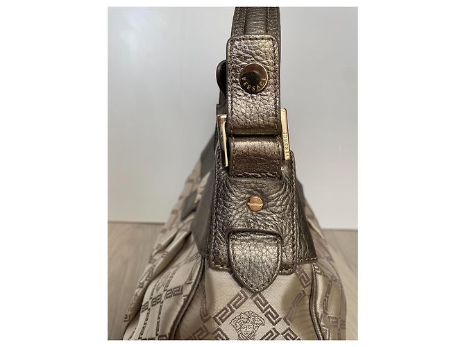 Borsa a mano Versace in tela beige - vista 8