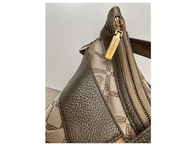 Borsa a mano Versace in tela beige - vista 9