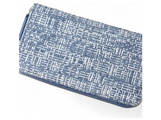 Cartera bi-fold de tweed azul Deauville de Chanel - vista 4