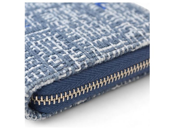 Cartera bi-fold de tweed azul Deauville de Chanel - vista 7