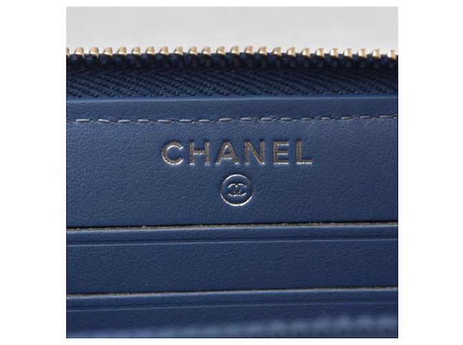 Cartera bi-fold de tweed azul Deauville de Chanel - vista 9