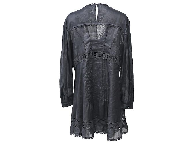 Isabel Marant Rowina Mini Kleid aus schwarzem Ramie - Ansicht 3