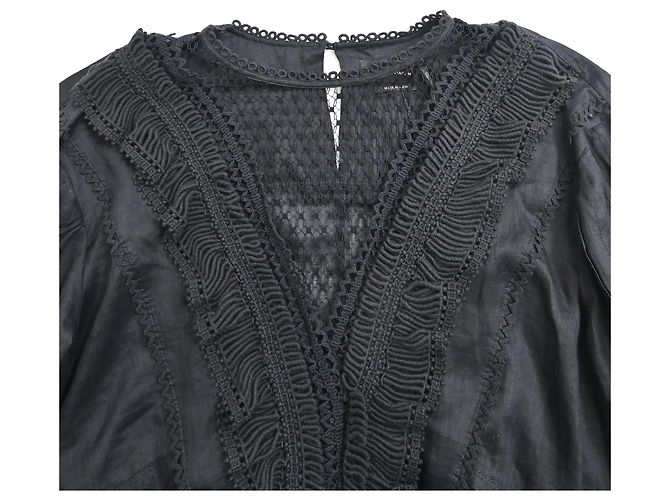 Isabel Marant Rowina Mini Kleid aus schwarzem Ramie - Ansicht 5