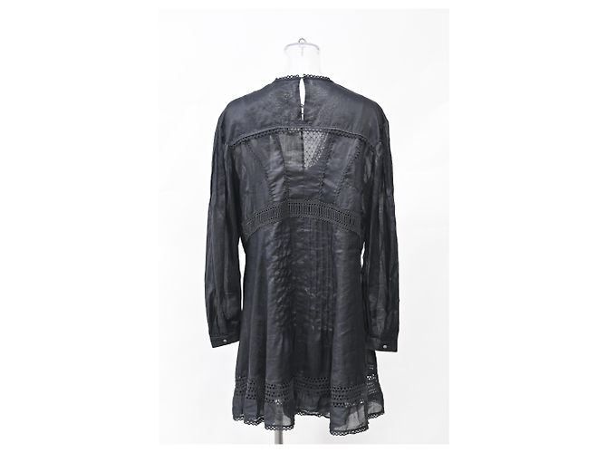 Isabel Marant Rowina Mini Kleid aus schwarzem Ramie - Ansicht 8