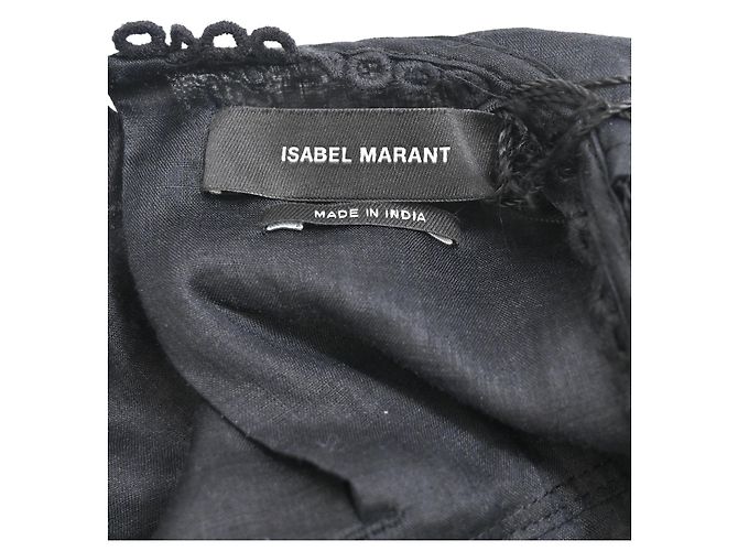 Isabel Marant Rowina Mini Kleid aus schwarzem Ramie - Ansicht 9