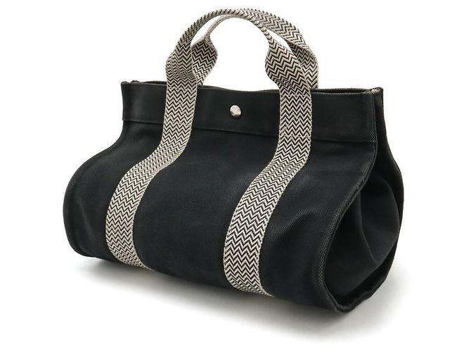 Hermès Handtasche aus Canvas Cannes PM Hermes Schwarz - Ansicht 2
