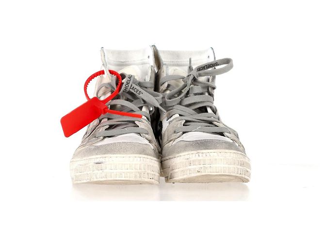 Off White Sneakers alte Off-White 3.0 Off-Court in pelle bianca Grigio - vista 12