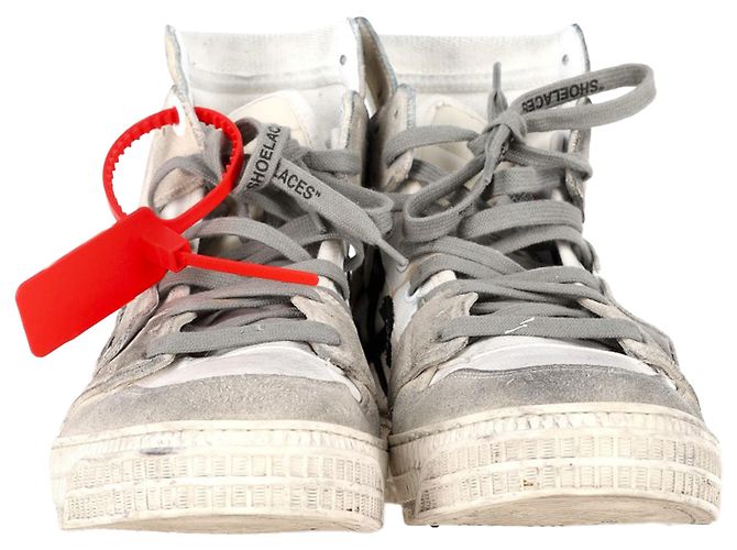 Off White Sneakers alte Off-White 3.0 Off-Court in pelle bianca Grigio - vista 2